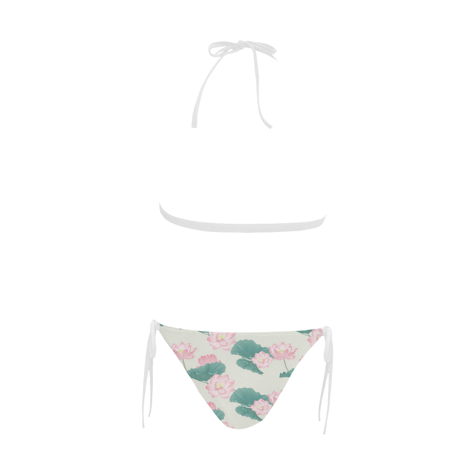 Pink lotus waterlily leaves pattern Sexy Bikinis Two-Piece Swimsuits