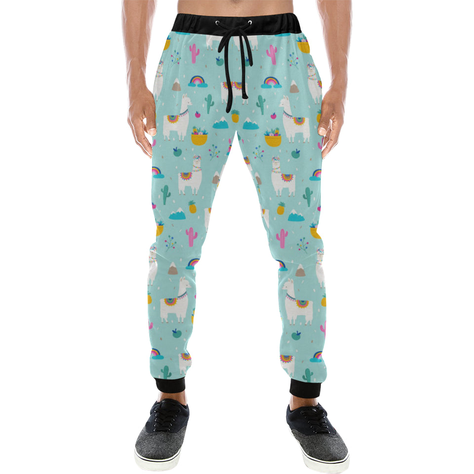 Llama alpaca cactus leaves pattern Unisex Casual Sweatpants