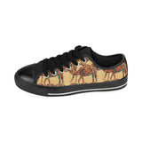 Camel polynesian tribal design pattern Men's Low Top Canvas Shoes Black