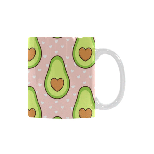 Avocado heart pink background Classical White Mug (Fulfilled In US)