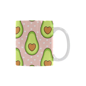 Avocado heart pink background Classical White Mug (Fulfilled In US)