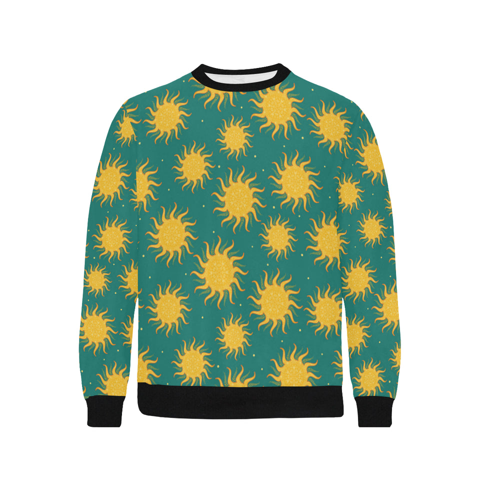 Sun green background Men's Crew Neck Sweatshirt