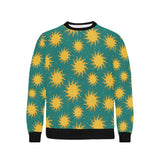Sun green background Men's Crew Neck Sweatshirt