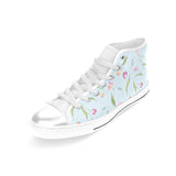 Watercolor Tulips pattern Women's High Top Canvas Shoes White