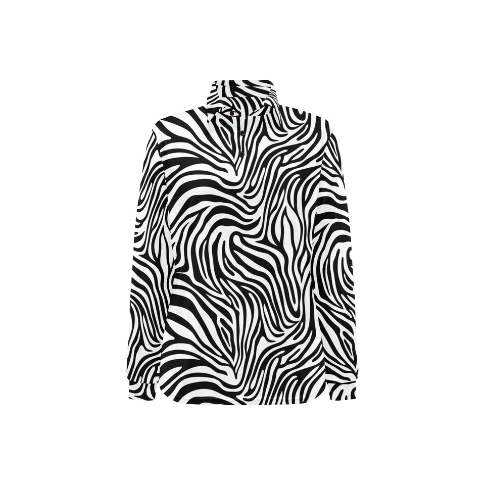 Zebra skin pattern Women's Long Sleeve Polo Shirt