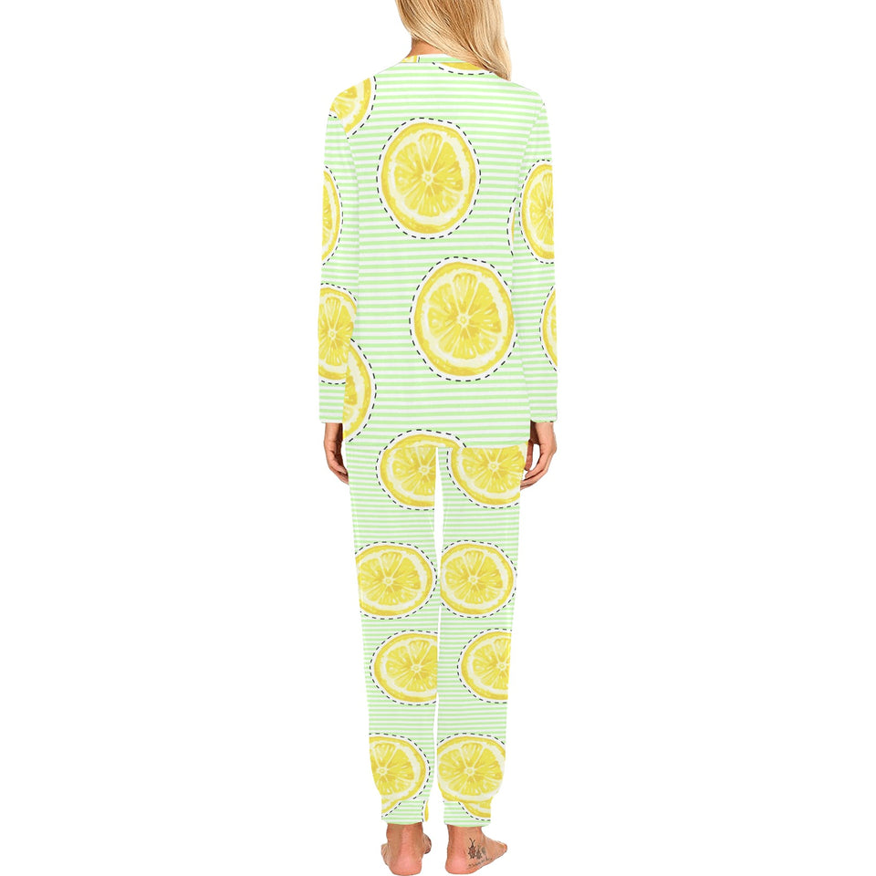slice of lemon pattern Women's All Over Print Pajama Set