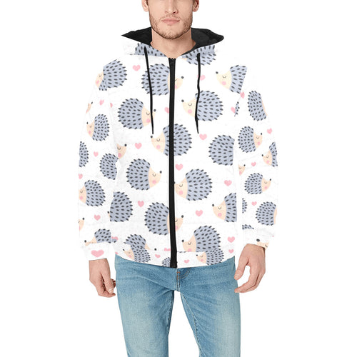 Hedgehog Pattern Print Design 04 Men's Padded Hooded Jacket