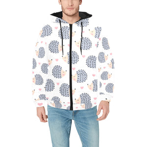 Hedgehog Pattern Print Design 04 Men's Padded Hooded Jacket