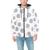 Hedgehog Pattern Print Design 04 Men's Padded Hooded Jacket
