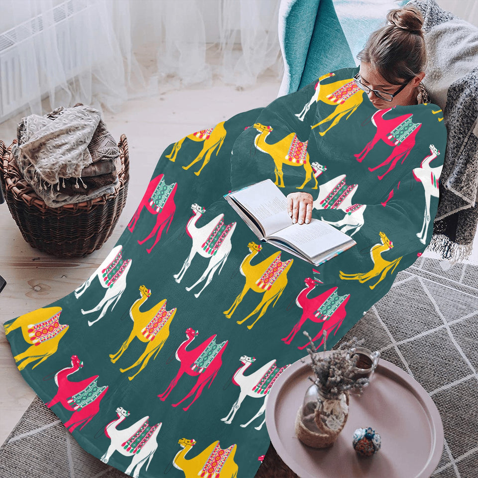 Camel pattern Blanket Robe with Sleeves