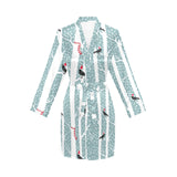 Crows christmas hat scarf Women's Long Sleeve Belted Night Robe