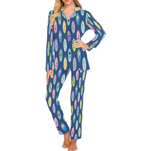 Surfboard Pattern Print Design 03 Women's Long Pajama Set