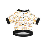 Cute dog corgi striped background pattern All Over Print Pet Dog Round Neck Fuzzy Shirt