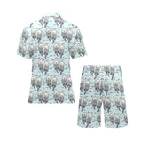 Lovely Sea Otter Pattern Men's V-Neck Short Pajama Set