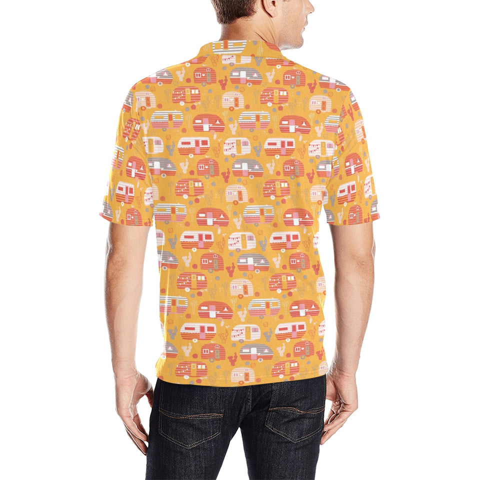 Camper Van Pattern Print Design 04 Men's All Over Print Polo Shirt