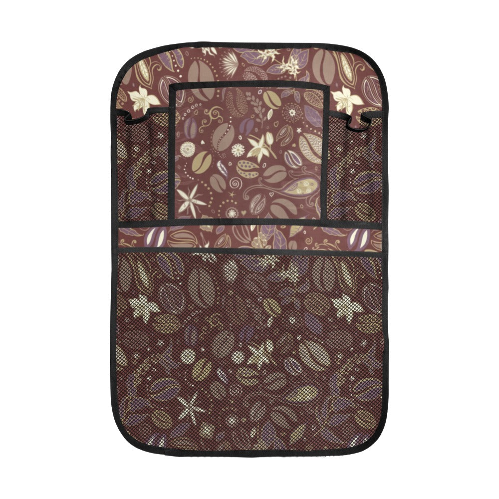 Coffee bean flower pattern Car Seat Back Organizer
