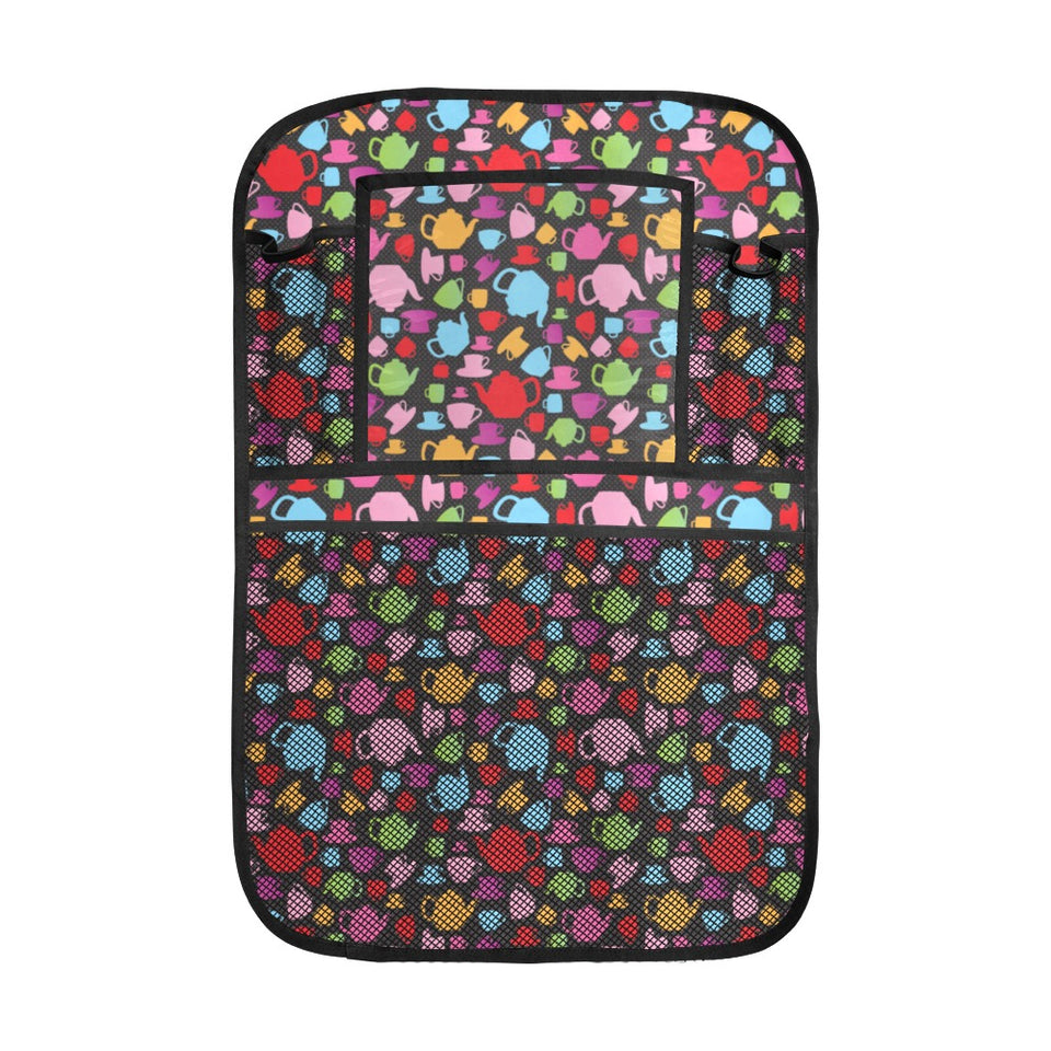 Tea pots Pattern Print Design 01 Car Seat Back Organizer