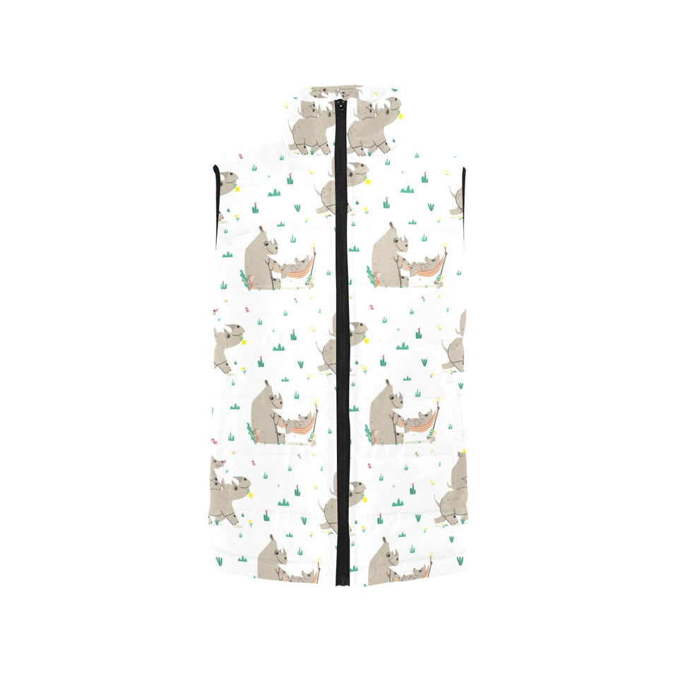 Cute Rhino pattern background Women's Padded Vest