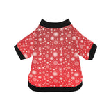 Snowflake pattern red background All Over Print Pet Dog Round Neck Fuzzy Shirt