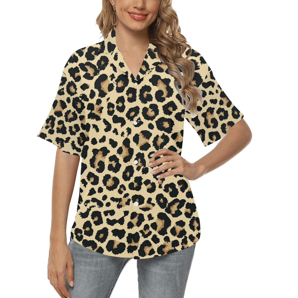 Leopard print design pattern Women's All Over Print Hawaiian Shirt