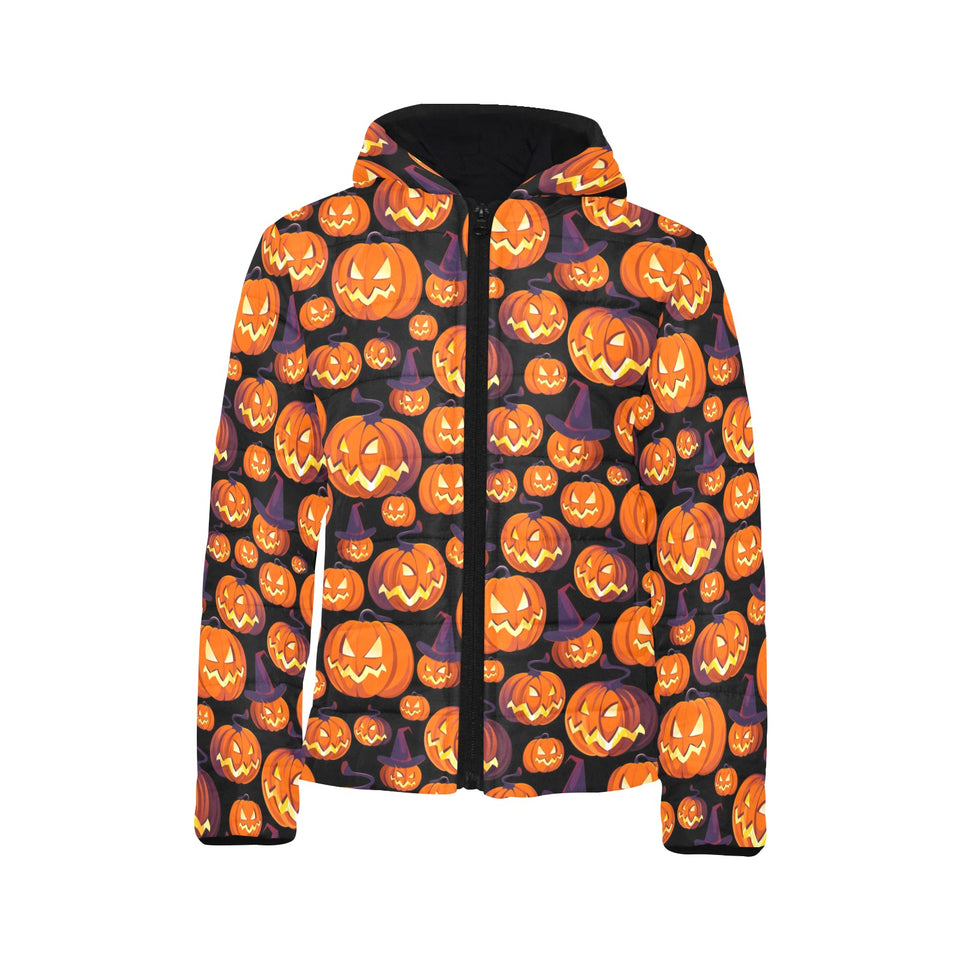 Halloween Pumpkin pattern Kids' Boys' Girls' Padded Hooded Jacket