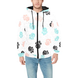 Dog Paws Pattern Print Design 04 Men's Padded Hooded Jacket