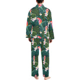 Parrot Palm tree leaves flower hibiscus pattern Men's Long Pajama Set