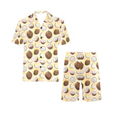 Coconut Pattern Print Design 05 Men's V-Neck Short Pajama Set