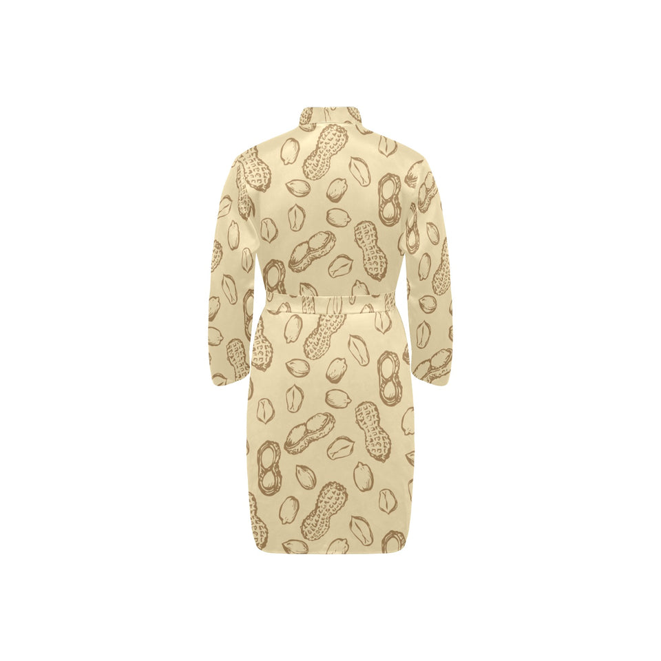 hand drawn peanuts pattern Men's Long Sleeve Belted Night Robe