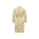 hand drawn peanuts pattern Men's Long Sleeve Belted Night Robe