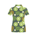 Whole sliced kiwi leave and flower Women's All Over Print Polo Shirt
