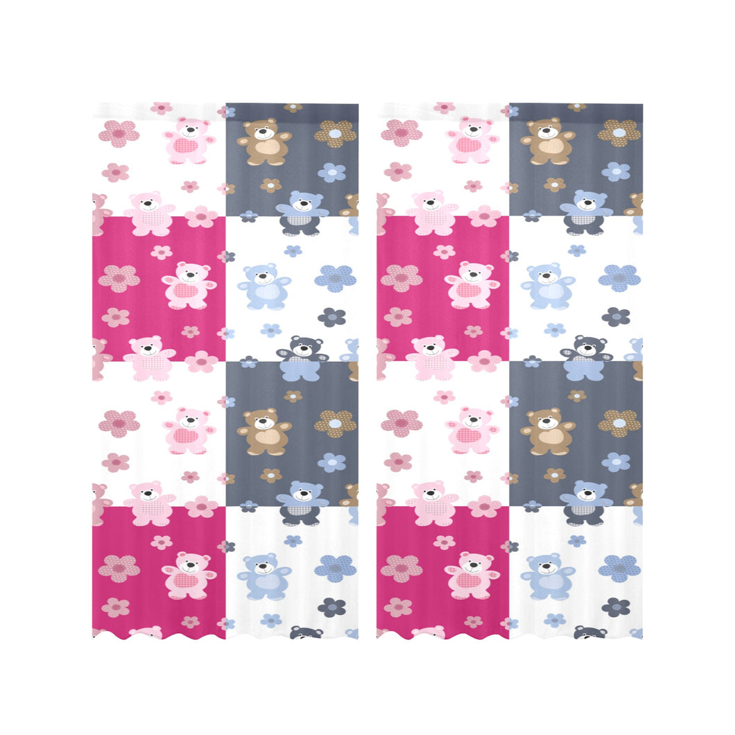 Teddy Bear Pattern Print Design 03 Gauze Curtain
