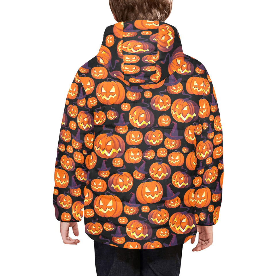 Halloween Pumpkin pattern Kids' Boys' Girls' Padded Hooded Jacket