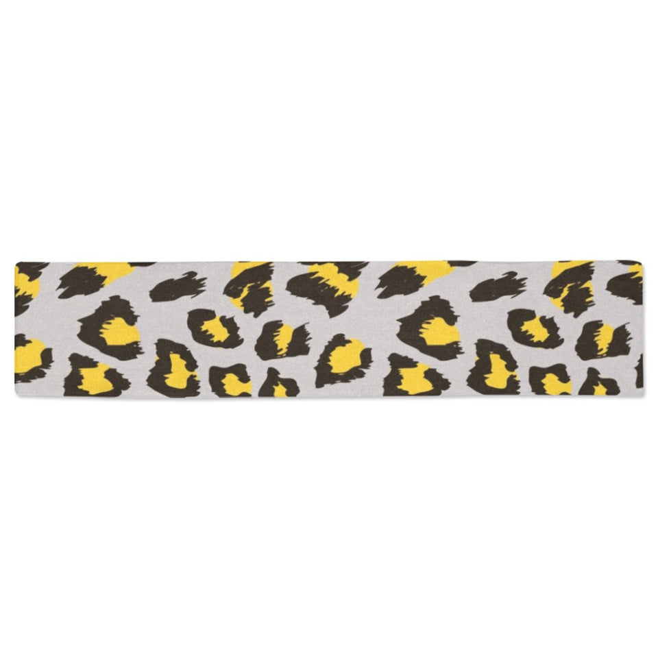 Gray Leopard print pattern Table Runner