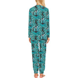Anchor nautical green background Women's All Over Print Pajama Set