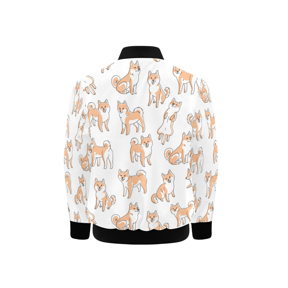 shiba inu dog pattern Kids' Boys' Girls' Bomber Jacket