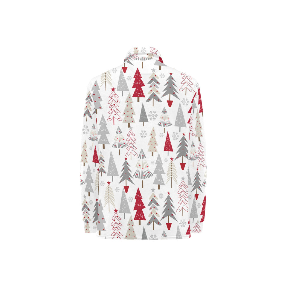 Cute Christmas tree pattern Women's Long Sleeve Polo Shirt