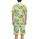 Hand drawn windmill pattern Men's V-Neck Short Pajama Set