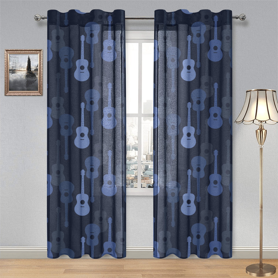 Blue Theme guitar pattern Gauze Curtain