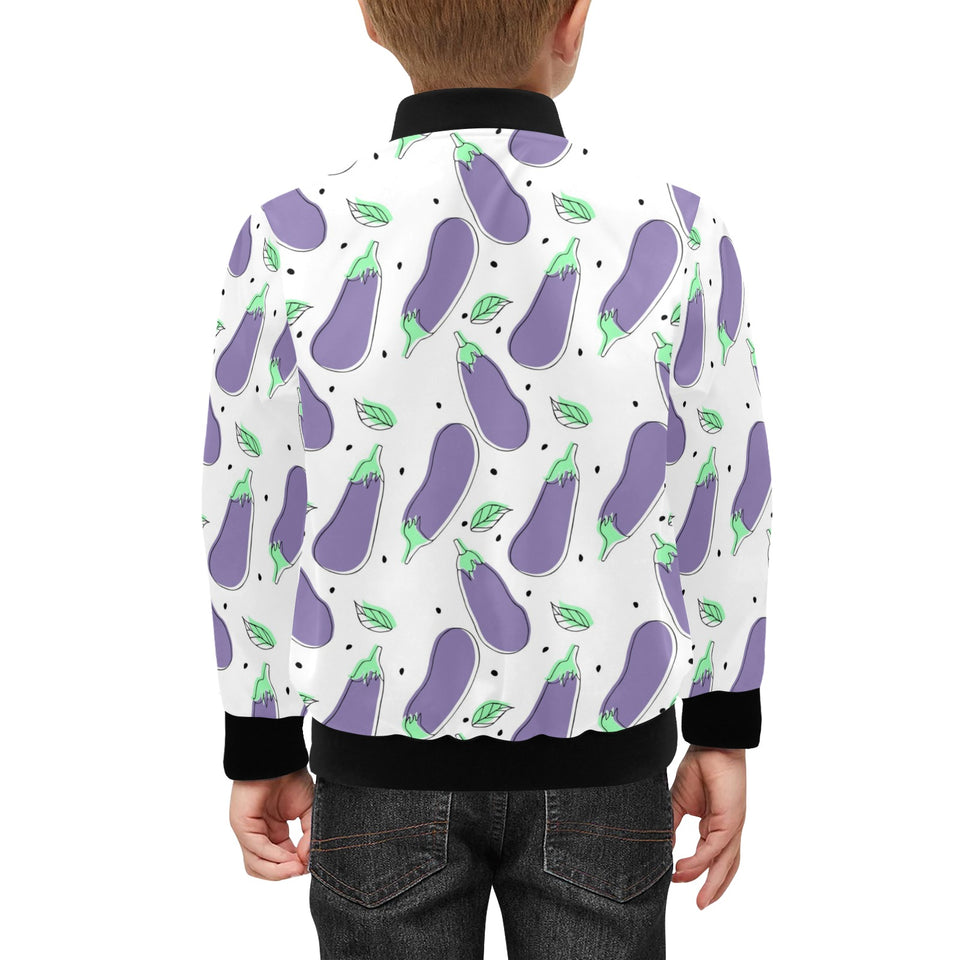 Eggplant Pattern Print Design 05 Kids' Boys' Girls' Bomber Jacket