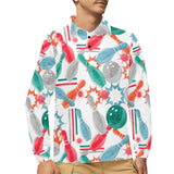 Watercolor bowling pattern Men's Long Sleeve Polo Shirt