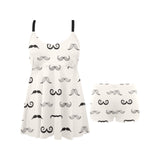 Mustache Beard Pattern Print Design 05 Chest Sexy Pleated Two Piece Swim Dress