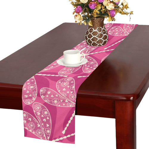 Beautiful dragonfly pink background Table Runner