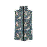 Raccoon tropical leaves pattern Women's Padded Vest