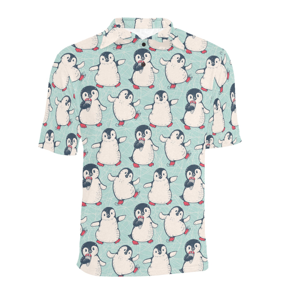 Cute Penguin pattern Men's All Over Print Polo Shirt