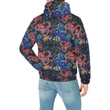 Octopus sea wave tropical fishe pattern Men's Padded Hooded Jacket