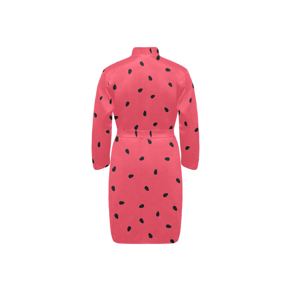 watermelon texture background Men's Long Sleeve Belted Night Robe