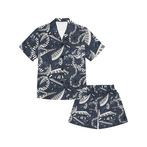 Piano Pattern Print Design 02 Kids' Boys' Girls' V-Neck Short Pajama Set