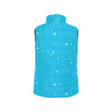 Airplane destinations blue background Women's Padded Vest