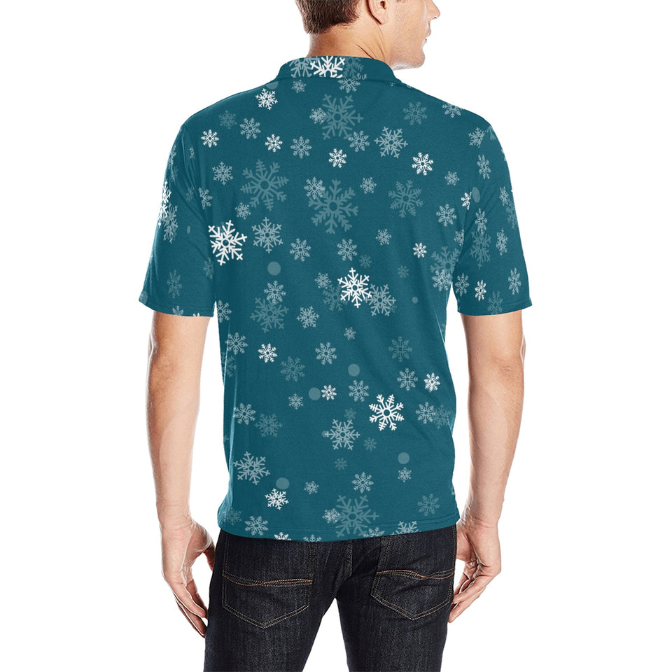 Snowflake pattern dark background Men's All Over Print Polo Shirt
